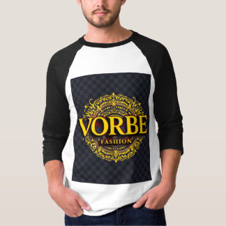 VORBEファッションプレミアム金ゴールドモノグラムラグランTシャツ Tシャツ