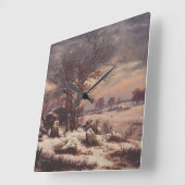 Vordingborg in Winter by J.C. Dahl Fine Art スクエア壁時計 (傾斜)
