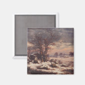 Vordingborg in Winter by J.C. Dahl Fine Art マグネット (正面/裏面)
