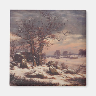 Vordingborg in Winter by J.C. Dahl Fine Art マグネット