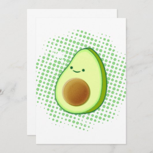 Vortex上のかわいい漫画アボカ動揺してド 招待状 (正面/裏面)