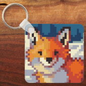 Vos, Fox, PIxel Art, pixelart sleutelhanger  キーホルダー (正面)