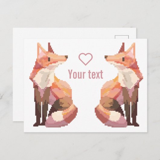 Vossen pixelart, Fox Pixel art  ポストカード (正面/裏面)