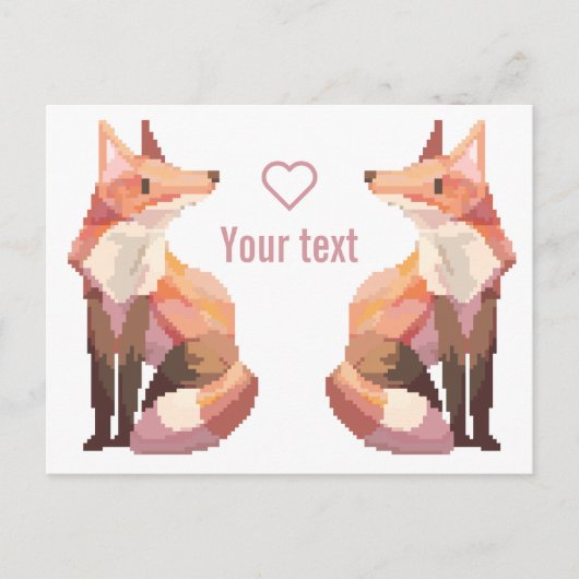 Vossen pixelart, Fox Pixel art  ポストカード (正面)