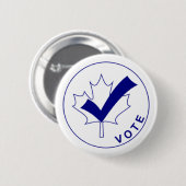 VOTEカナダボタン – 青 缶バッジ (正面&裏面)