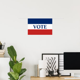 VOTE赤と青のストライプ ポスター