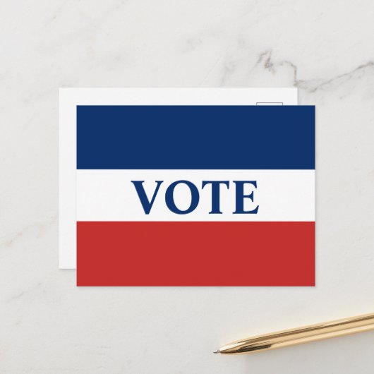 VOTE赤と青のストライプ ポストカード (正面/裏面インサイチュ)