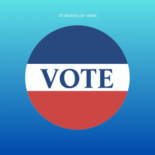 VOTE赤と青のストライプ ラウンドシール