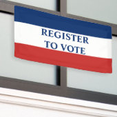 VOTE赤と青のストライプ 横断幕 (ビルの外側)