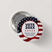 Vote 20XX US Flag Patriotic Your Vote Counts 缶バッジ (正面&裏面)