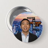 Vote Andy Yang NYC市長2021 缶バッジ (正面&裏面)