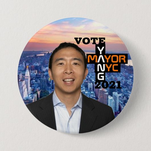 Vote Andy Yang NYC市長2021 缶バッジ (正面)