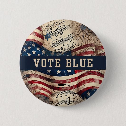 Vote Blueボタン、民主党選挙PIns 缶バッジ (正面)