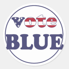 Vote Blue – アメリカ国旗のタイポグラフィ ラウンドシール