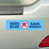 Vote Blue – アメリ救カ、アンチGOP バンパーステッカー (車上)