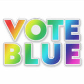 "Vote Blue"プライドlgbtレインボーカラー シール (正面)