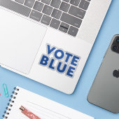 "Vote Blue"青文字スタンプ シール (ノートパソコンとiPhone)