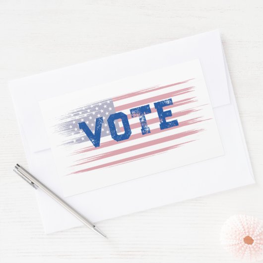 Vote Blue Customizable 長方形シール (封筒)