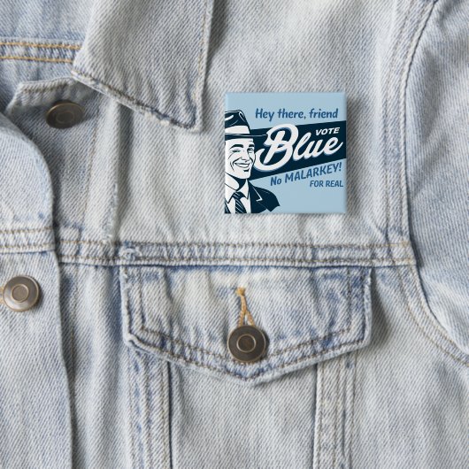 Vote Blue | Retro Funny Guy | Rectangle 缶バッジ (インサイチュ)