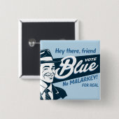 Vote Blue | Retro Funny Guy | Rectangle 缶バッジ (正面&裏面)