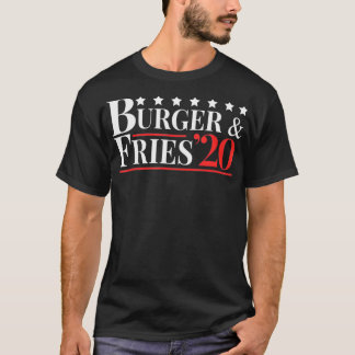 Vote Burger & Fries 2020ハンバーガー&フリおもしろいーズにフランスのよる Tシャツ