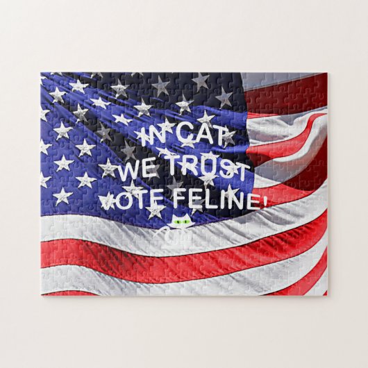 Vote cat with American Flagパズル ジグソーパズル (横)