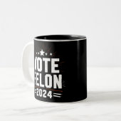 Vote Felon Trump 2024 楽しい選挙の投票 ツートーンマグカップ (正面左)
