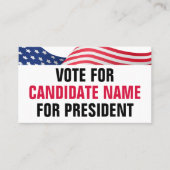 Vote For Candidate American Flag Patriotic QR Code 名刺 (正面)