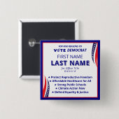 Vote for Candidate Name 2026 Democrat Platform 缶バッジ (正面&裏面)