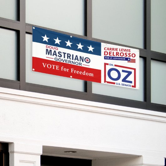 Vote for Freedom with Mastriano, DelRosso & Dr. OZ 横断幕 (ビルの外側)