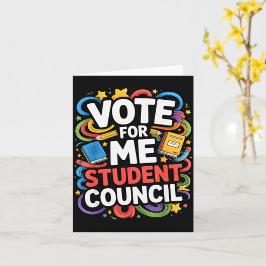 Vote For Me Student Council Great Vibes School Ele カード (黄色い花)