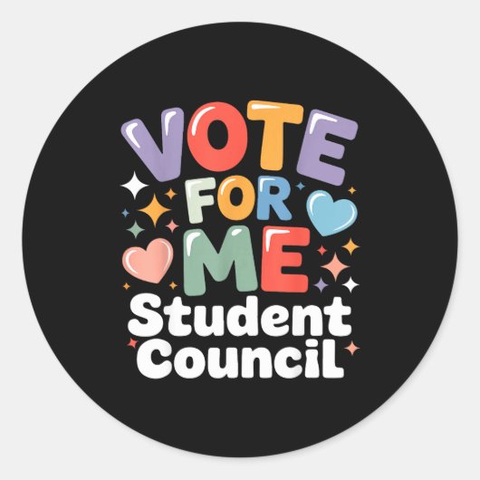 Vote For Me Student Council Vibes School Election ラウンドシール (正面)