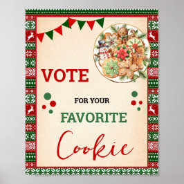 Vote for Your Favorite Cookies Christmas Sign ポスター
