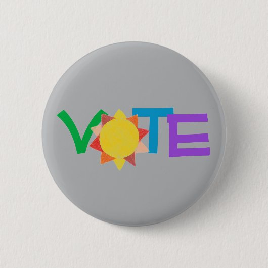 Vote GOTV ボタン / 太陽とともに投票しよう 缶バッジ (正面)
