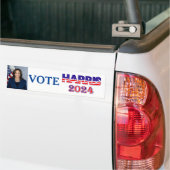 Vote Harris 2024民主党旗文字 バンパーステッカー (トラック上)