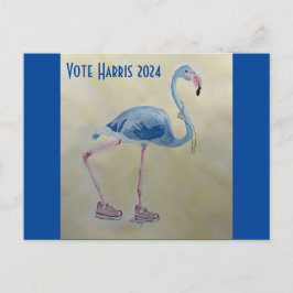 Vote Harris 2024 Blue FLAmingoとPearlsポストカード ポストカード