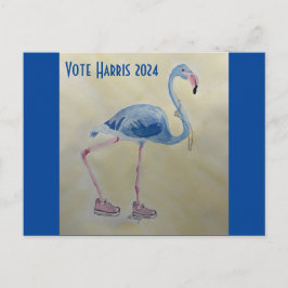 Vote Harris 2024 Blue FLAmingoとPearlsポストカード ポストカード