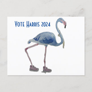 Vote Harris 2024 Blue FLAmingoとPearlsポストカード ポストカード