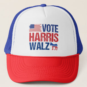 Vote Harris Walz民主党議員ドンキーアメリカ国旗 キャップ