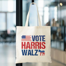 Vote Harris Walz民主党議員ドンキーアメリカ国旗 トートバッグ