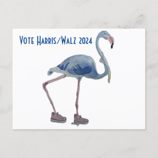 Vote Harris/Walz Blue FLAmingoとPearlsポストカード ポストカード