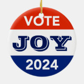 Vote Joy 2024 Harris Walz セラミックオーナメント (裏面)