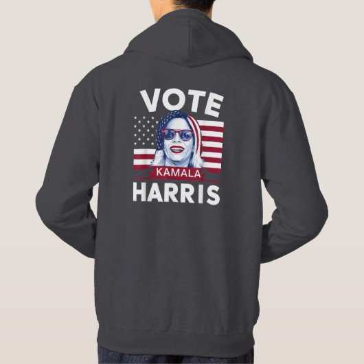 Vote Kamala Harris 2024米国大統領旗 パーカ (裏面)