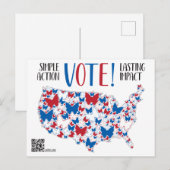 Vote! Lasting Impact, Red White Blue Butterflies  ポストカード (正面/裏面)