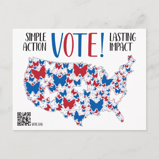 Vote! Lasting Impact, Red White Blue Butterflies  ポストカード (正面)