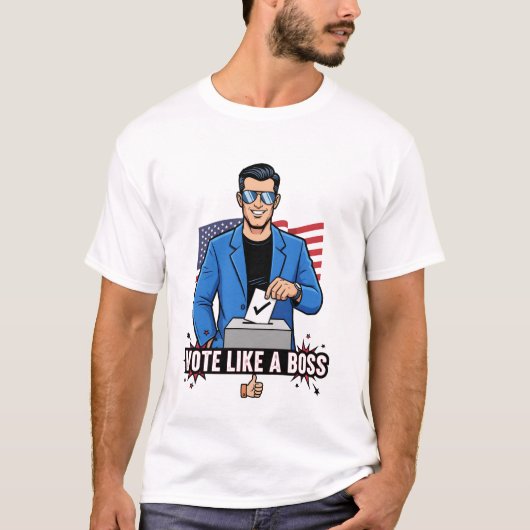 Vote Like a Boss – Cool Election Voting Cartoon  Tシャツ (正面)