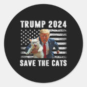 Vote Trump 2025 Funny Save The Cats  ラウンドシール (正面)