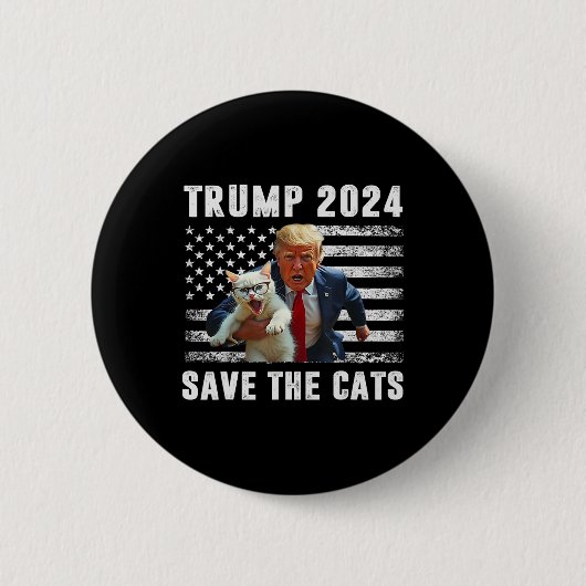 Vote Trump 2025 Funny Save The Cats  缶バッジ (正面)