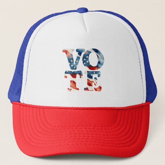 Vote USA FLAG patriotic watercolor voting election キャップ (正面)