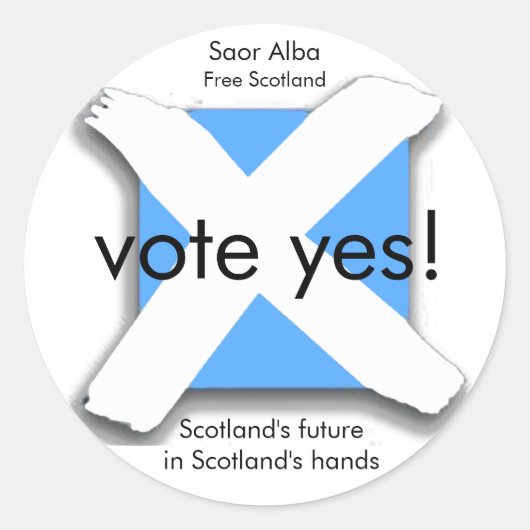 Vote Yes Scotish Independence Referendumステッカー ラウンドシール (正面)